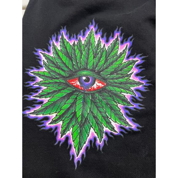 Y2K MBM Eye of Enlightenment Hoodie & Sweatpants Set Black Size S Weed Plant - Picture 15 of 16